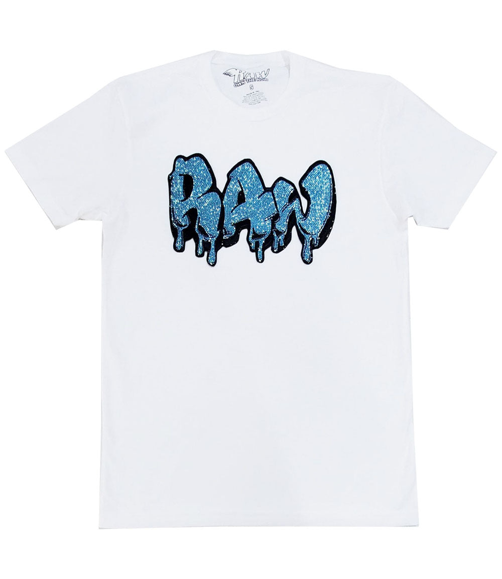 Men RAW Drip Aqua Bling Crew Neck - Rawyalty Clothing