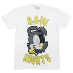 Men RAW Nights Yellow Chenille Crew Neck - White - Rawyalty Clothing