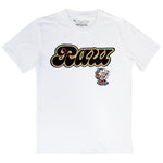 Men RAW Retro Flower Chenille Crew Neck T-Shirts - White - Rawyalty Clothing