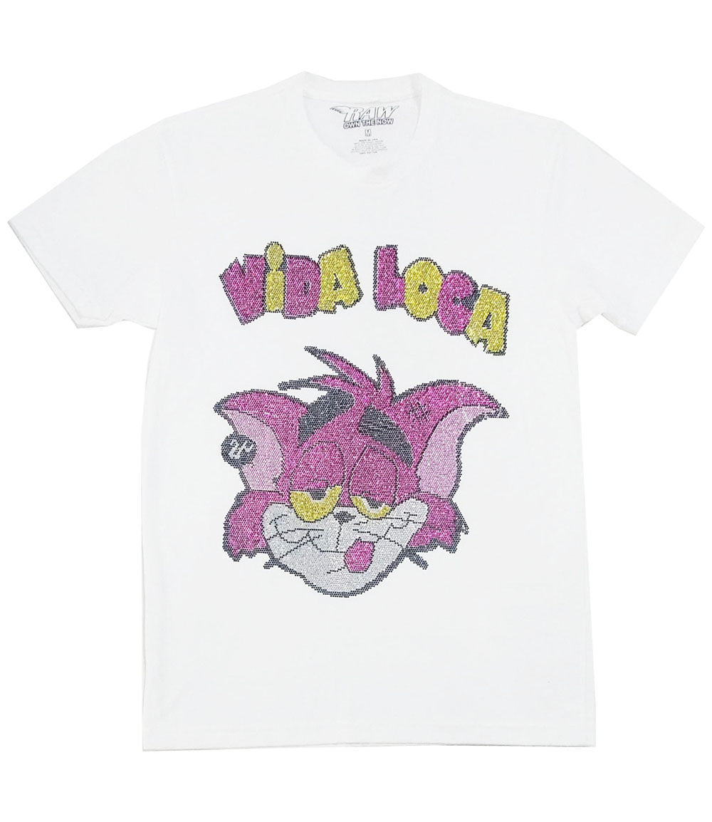 Men Vida Loca Bling Crew Neck - White - Rawyalty Clothing