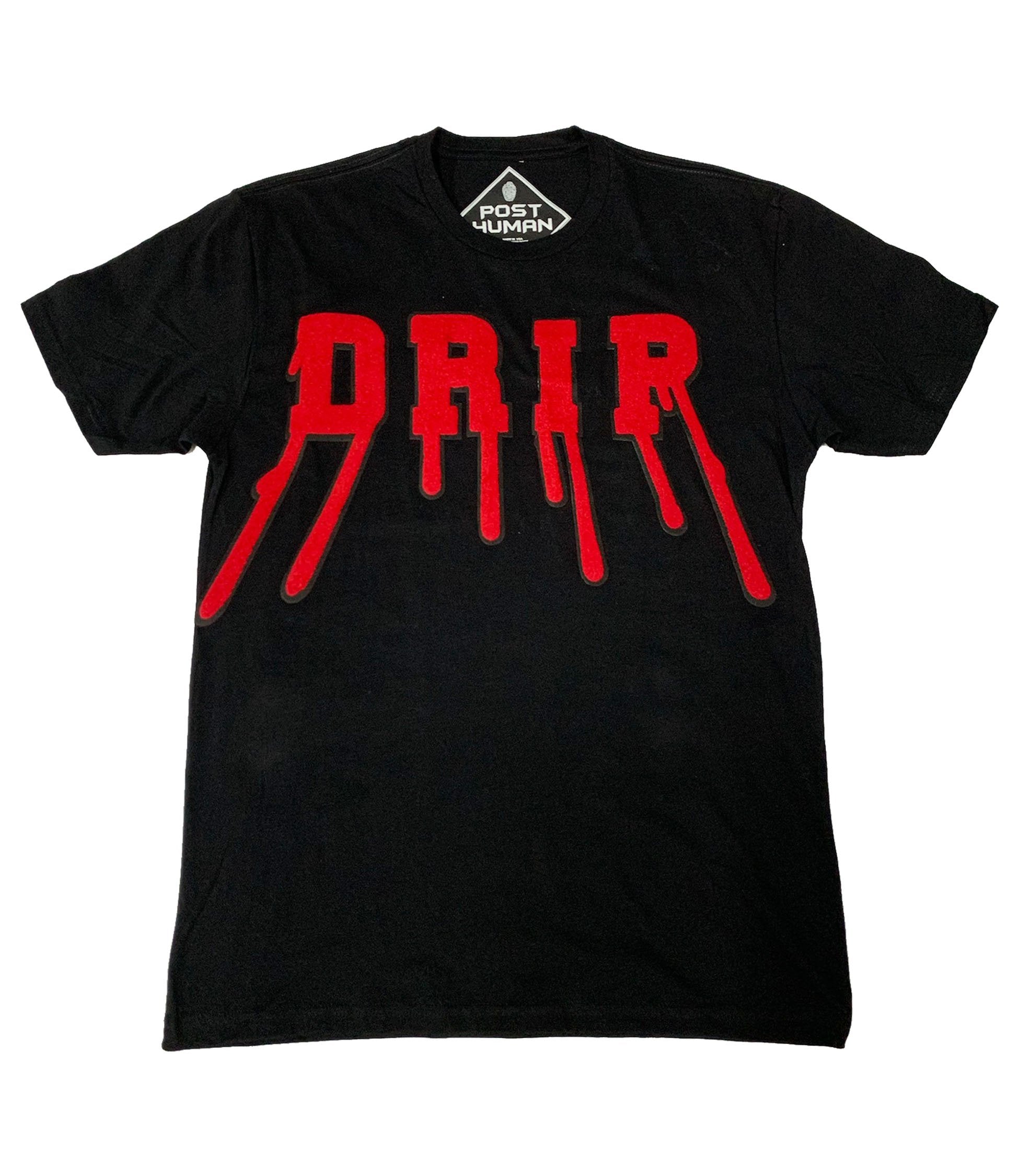 Men DRIP Red Chenille Patch Crew Neck - Black - Rawyalty Clothing