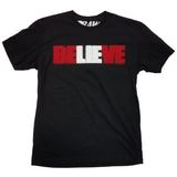 Men BELIEVE Chenille Crew Neck - Black - Rawyalty Clothing