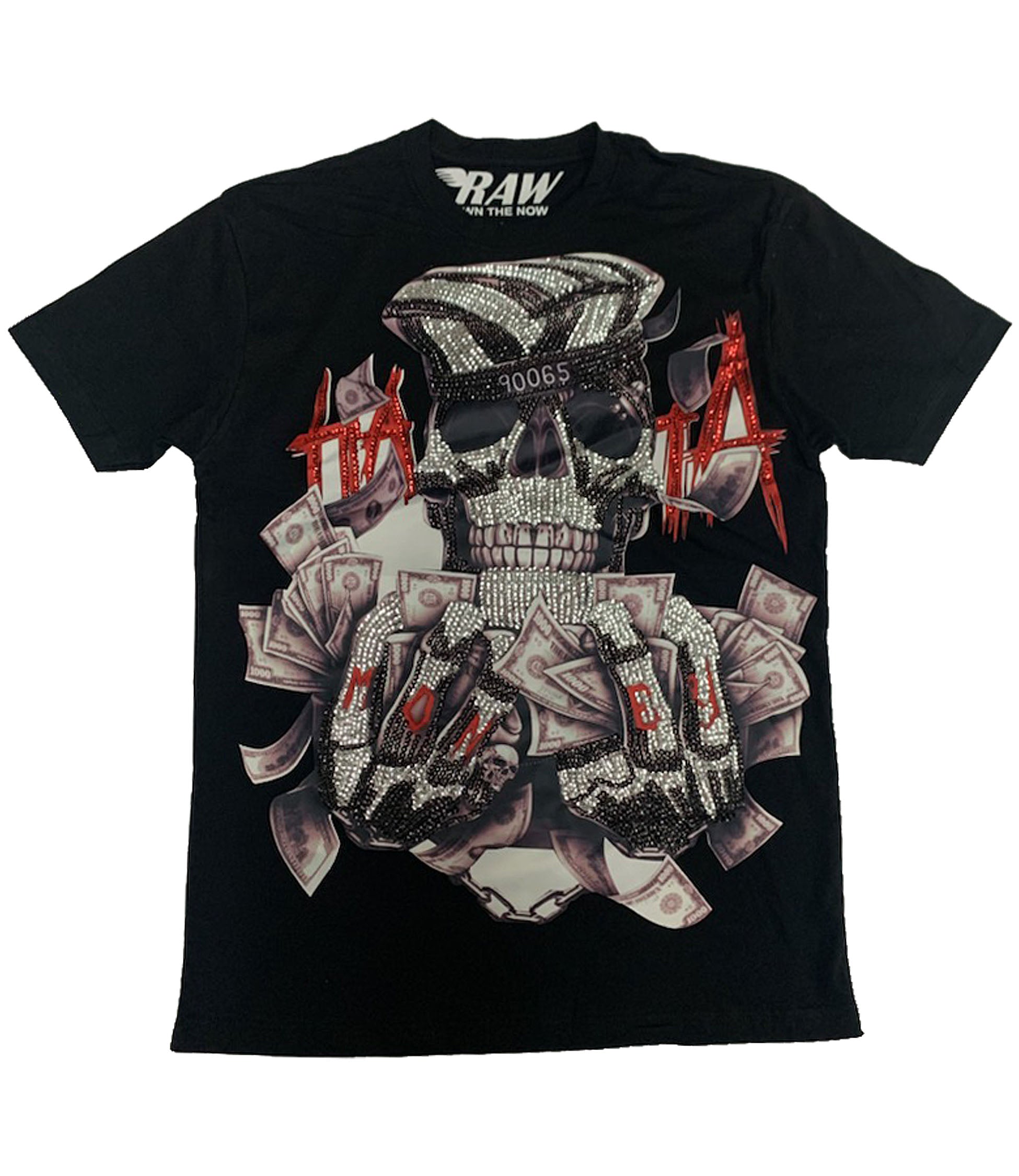 Men HATA Skull Sequin Hand Made Crew Neck - Rawyalty Clothing