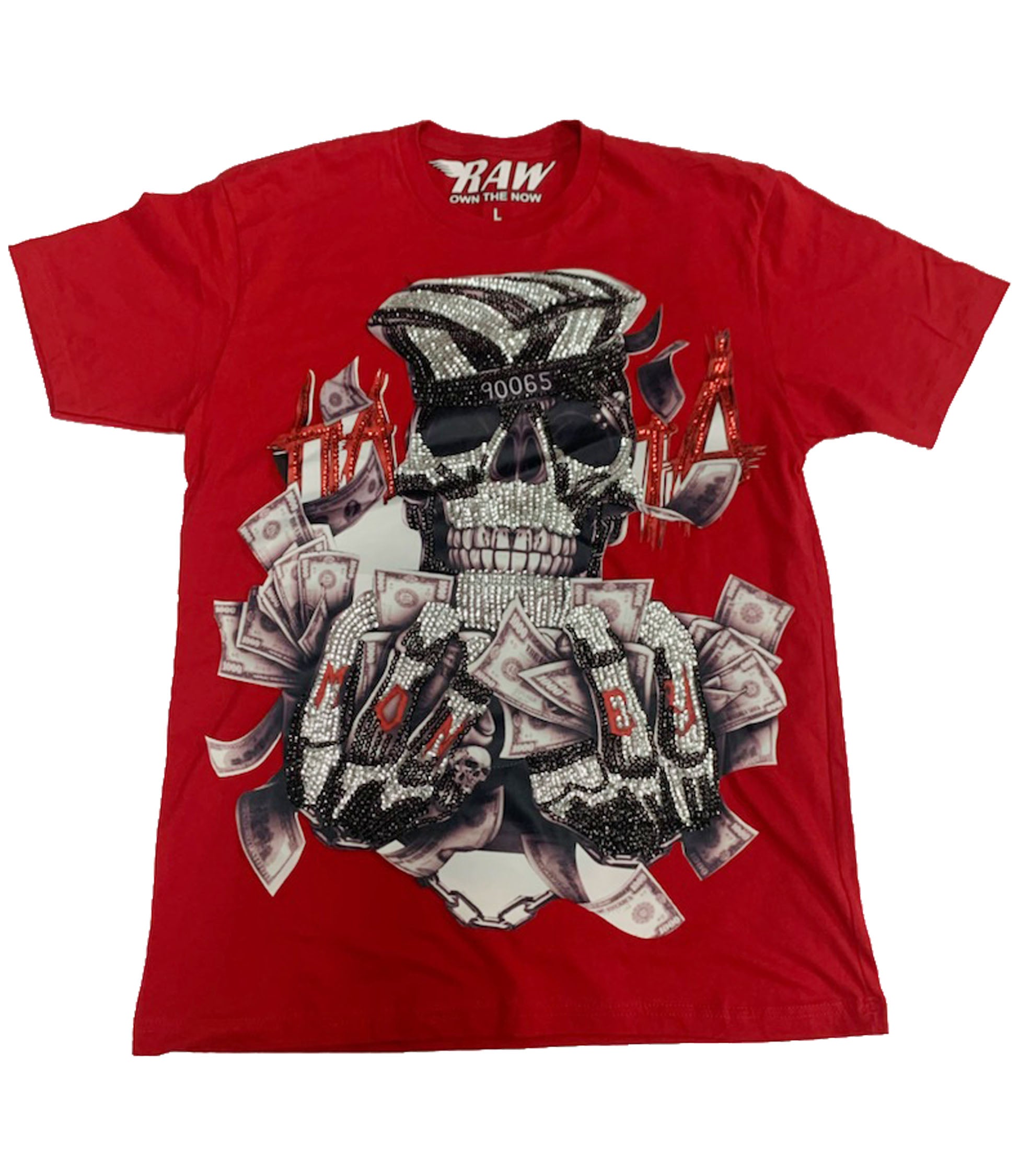 Men HATA Skull Sequin Hand Made Crew Neck - Rawyalty Clothing