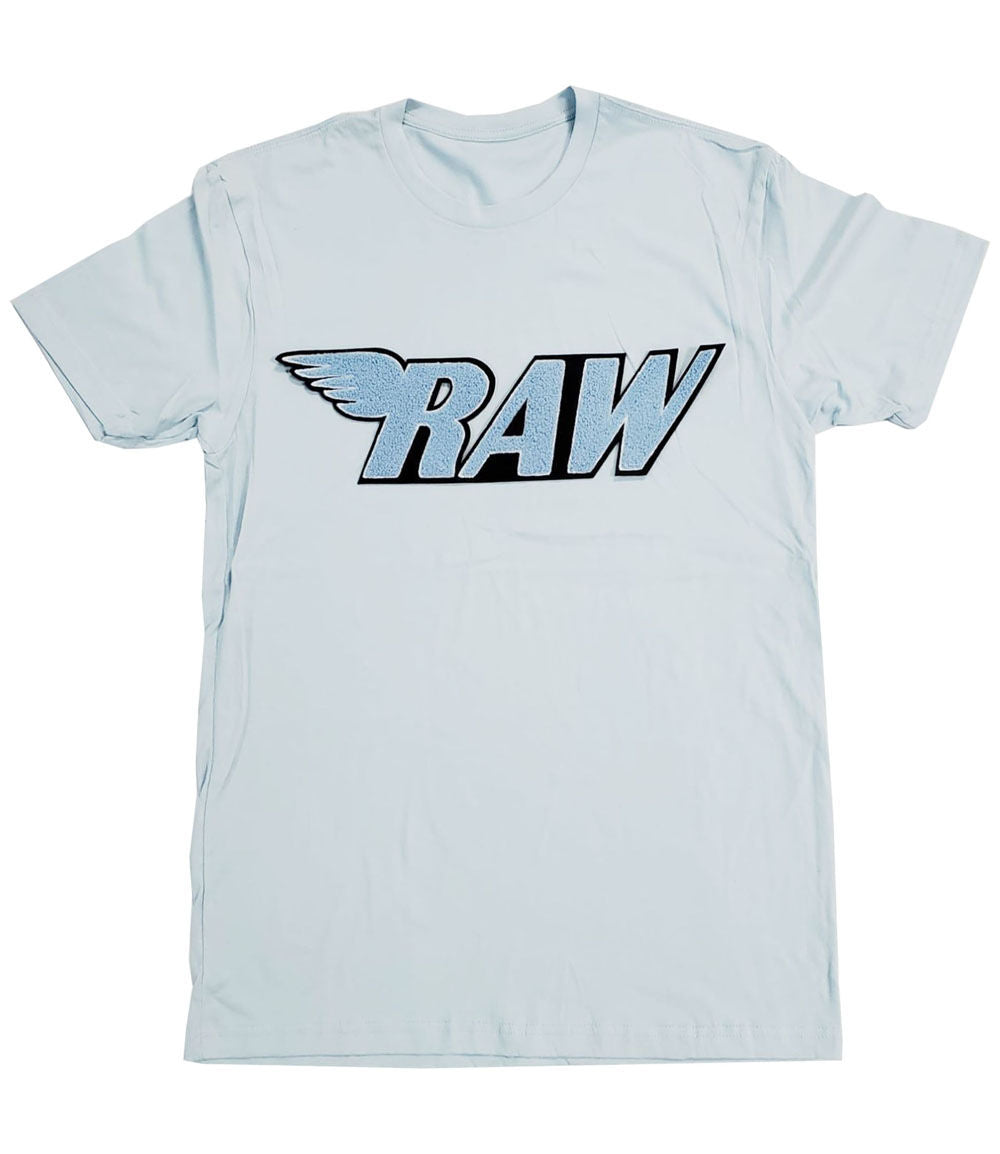 Men RAW Baby Blue Chenille Crew Neck - Light Blue - Rawyalty Clothing