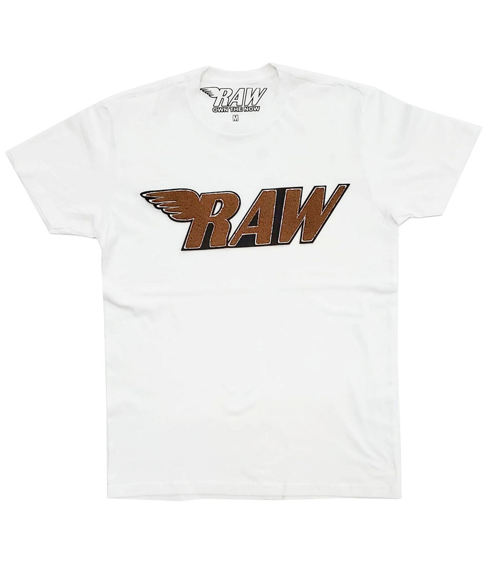 RAW Brown Chenille Crew Neck - White - Rawyalty Clothing
