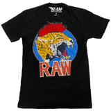 Red Mohawk Tiger Embroidery Patch Crew Neck - Black - Rawyalty Clothing