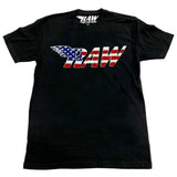 Men RAW Wing USA Chenille Crew Neck - Black - Rawyalty Clothing
