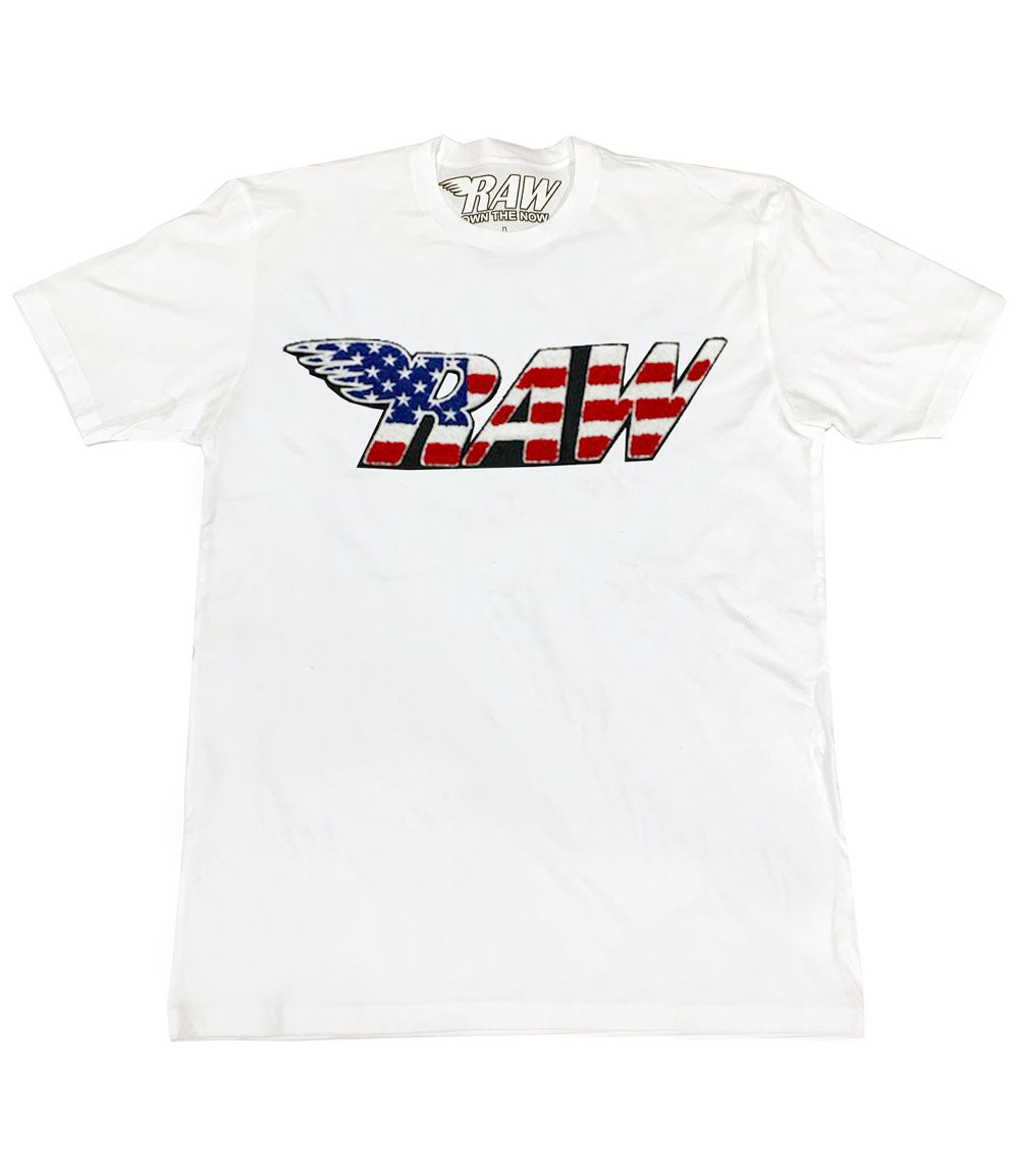 Men RAW Wing USA Chenille Crew Neck - Rawyalty Clothing