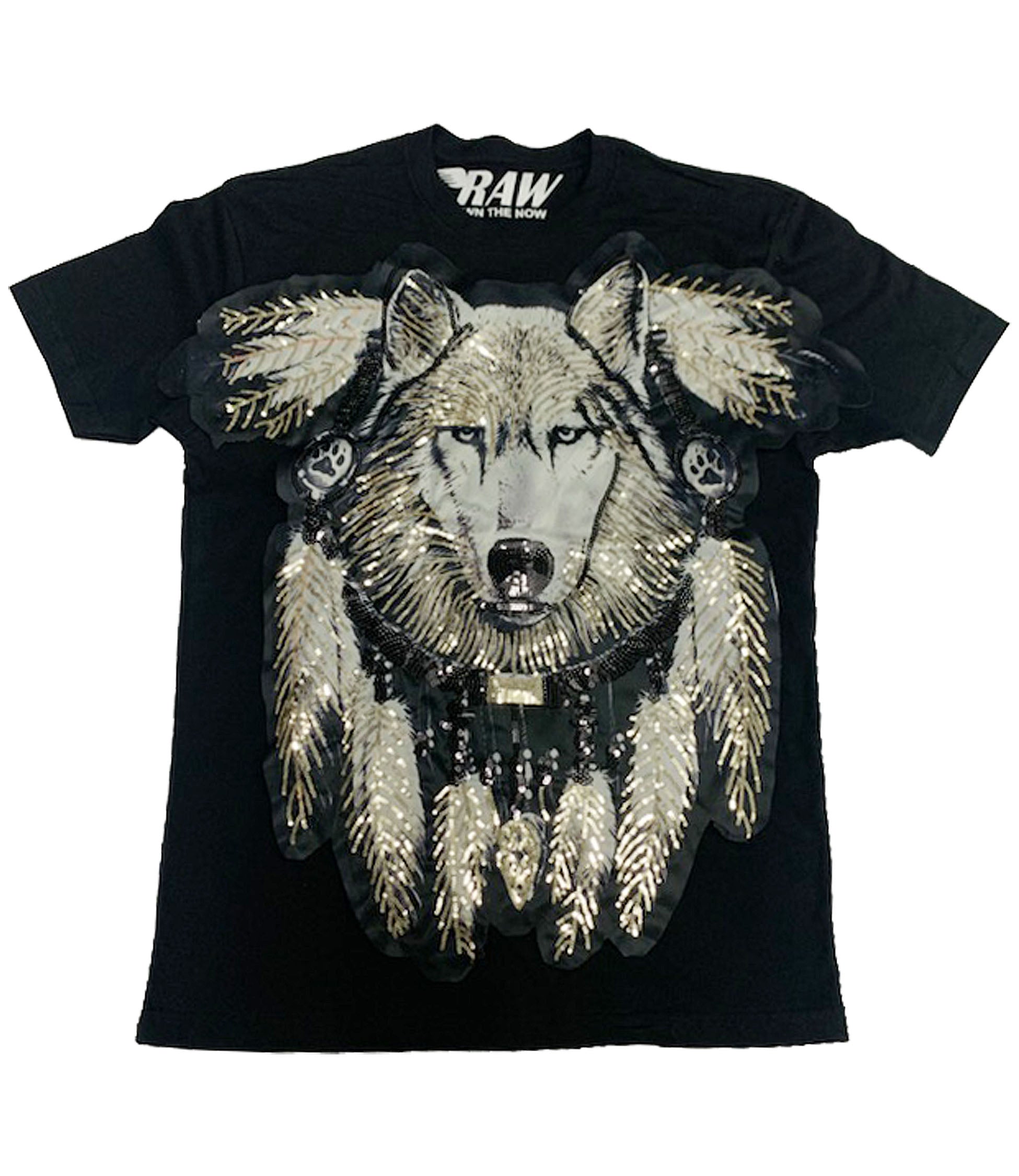 Wolf Hand Made Sequin Crew Neck - Rawyalty Clothing