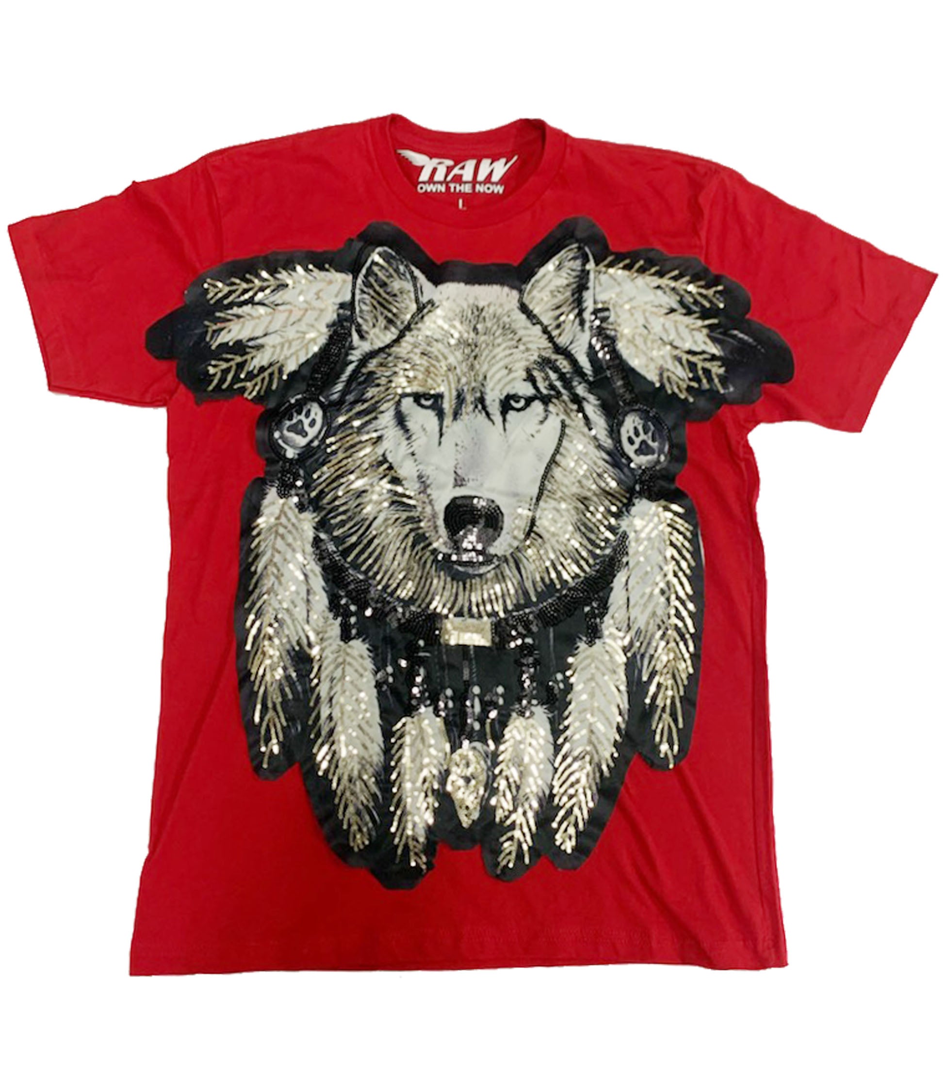 Wolf Hand Made Sequin Crew Neck - Rawyalty Clothing