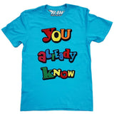 You already know Chenille Crew Neck - Aqua - Rawyalty Clothing