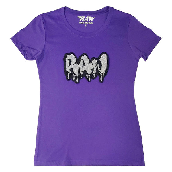 Women RAW Drip Silver Bling Crew Neck T-Shirts - Rawyalty Clothing