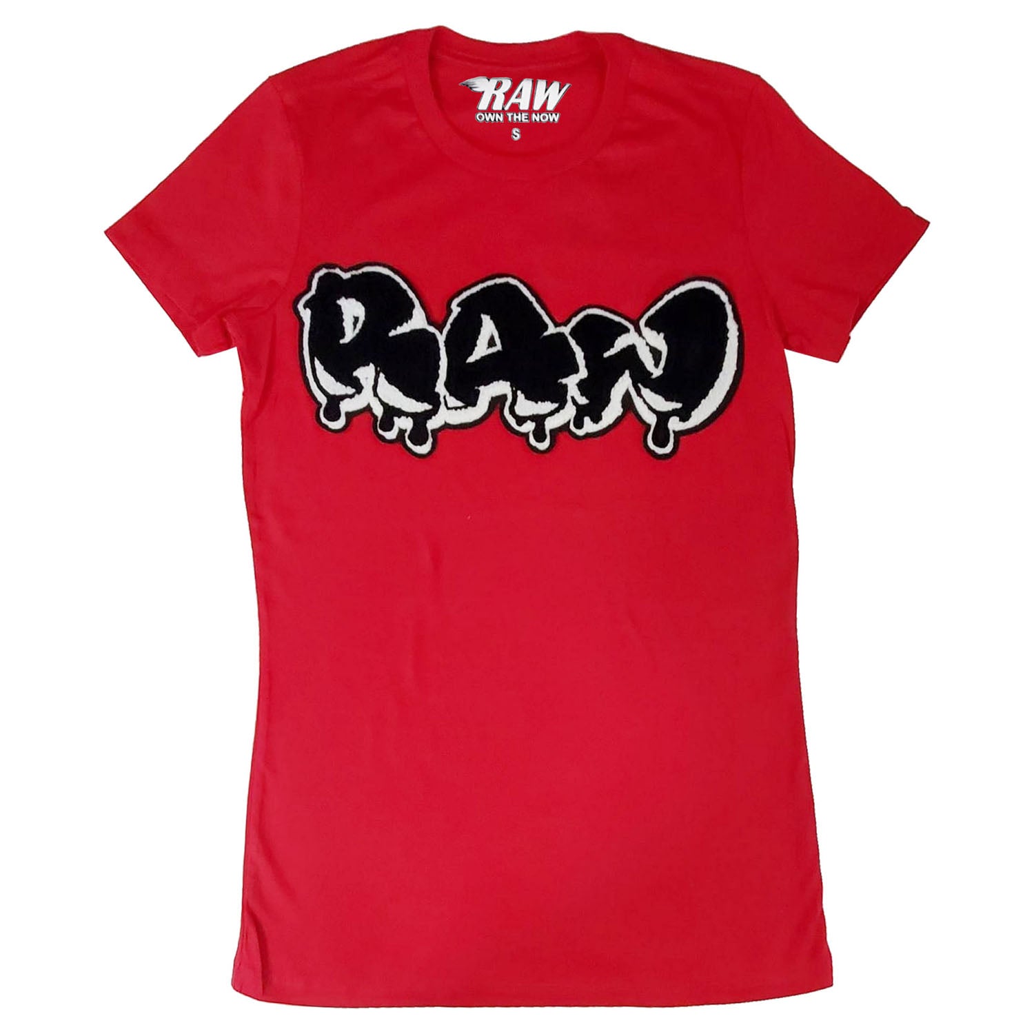 Women RAW Drip Black Chenille Crew Neck T-Shirts - Rawyalty Clothing