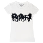Women RAW Drip Black Chenille Crew Neck T-Shirts - Rawyalty Clothing