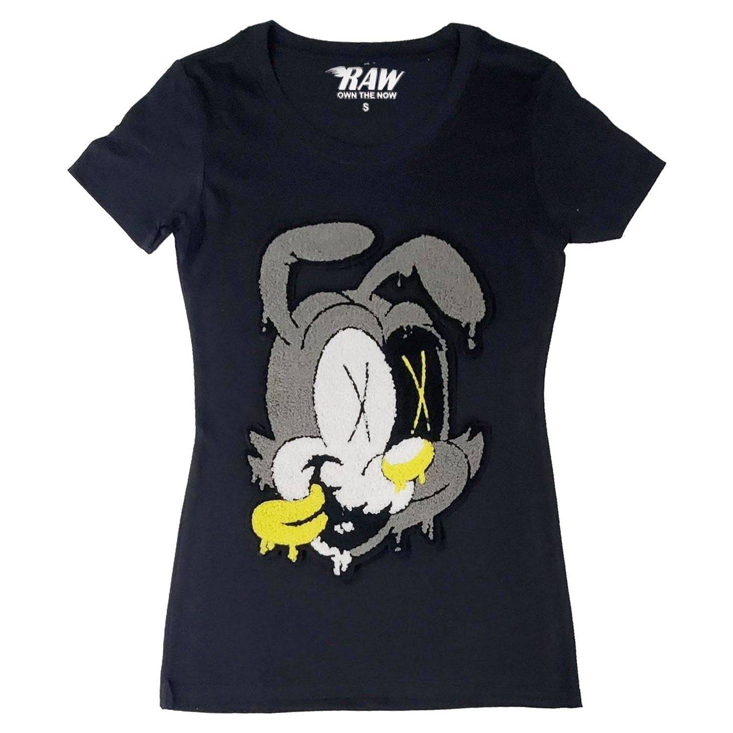 Women RAW Nights Yellow Chenille Crew Neck T-Shirts - Rawyalty Clothing