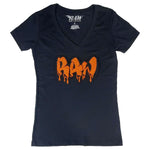 Women RAW Drip Orange Bling V-Neck T-Shirts - Rawyalty Clothing