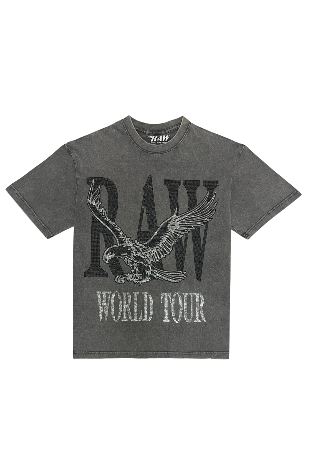 Men RAW World Tour Black Bling Crew Neck T-Shirts