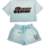 Women Crop Set Raw Retro