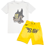 Kids Cash Bling Crew Neck T-Shirt and RAW Wing Bling Cotton Shorts Set