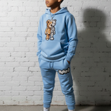 Kids Teddy Robot Raw Drip White Chenille Hoodie and Jogger Set