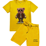 Kids Teddy Brown Jacket T-Shirt and Cotton Shorts set