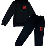 Kids Black Label Red Bling Hoodie and Jogger Set