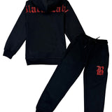 Kids Black Label Red Bling Hoodie and Jogger Set