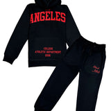 Kids Black Label Dept Red Silicone Hoodie and Jogger Set