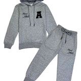 Kids Black Label Dept Black Silicone Hoodie and Jogger Set