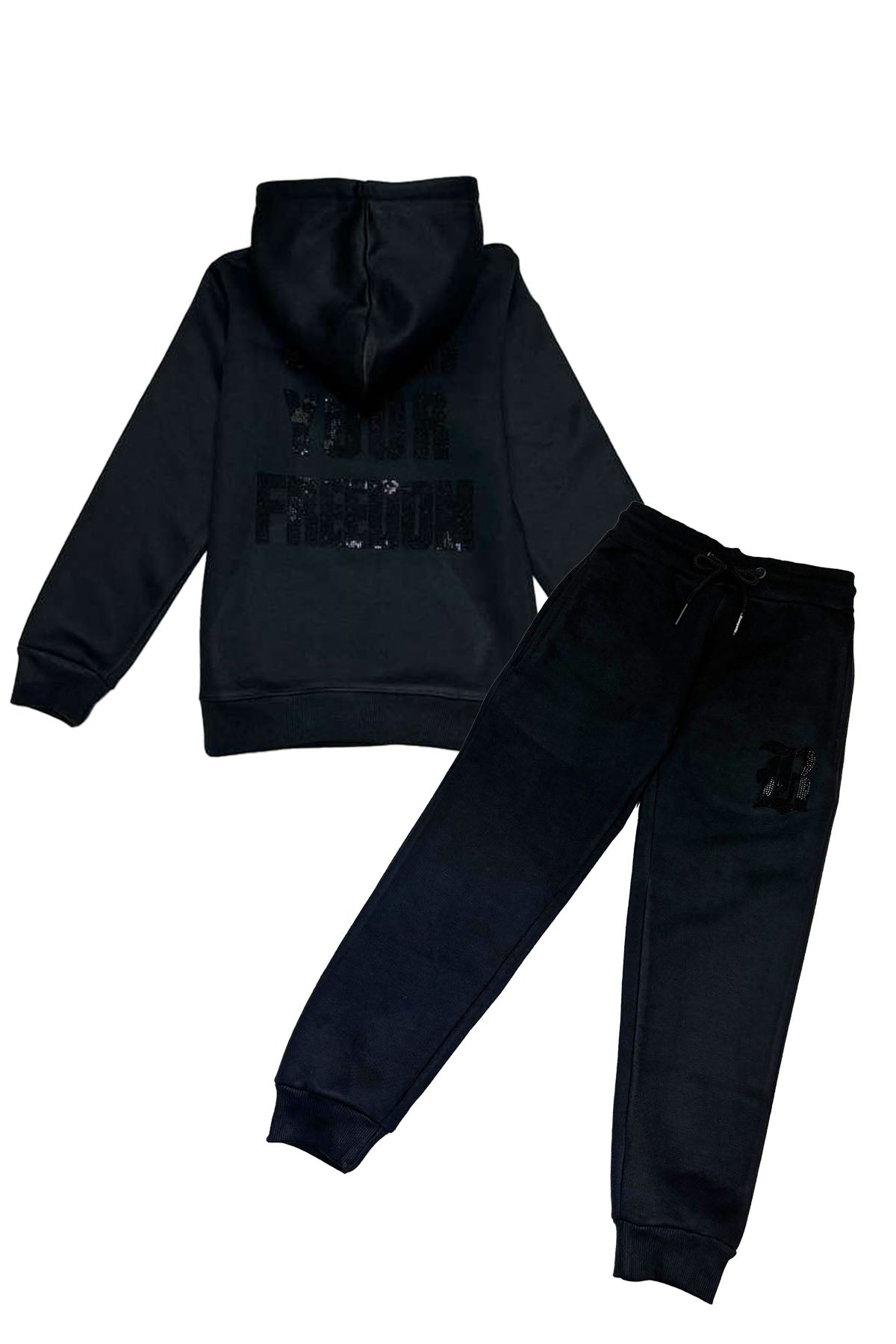 Kids Black Label Freedom Black Bling Hoodie and Jogger Set