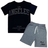 Kids Black Label Dept Black Silicone T-Shirt and Cotton Shorts Set