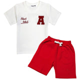 Kids Black Label Dept Red Silicone T-Shirt and Cotton Shorts Set