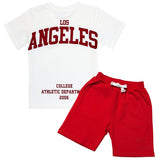 Kids Black Label Dept Red Silicone T-Shirt and Cotton Shorts Set