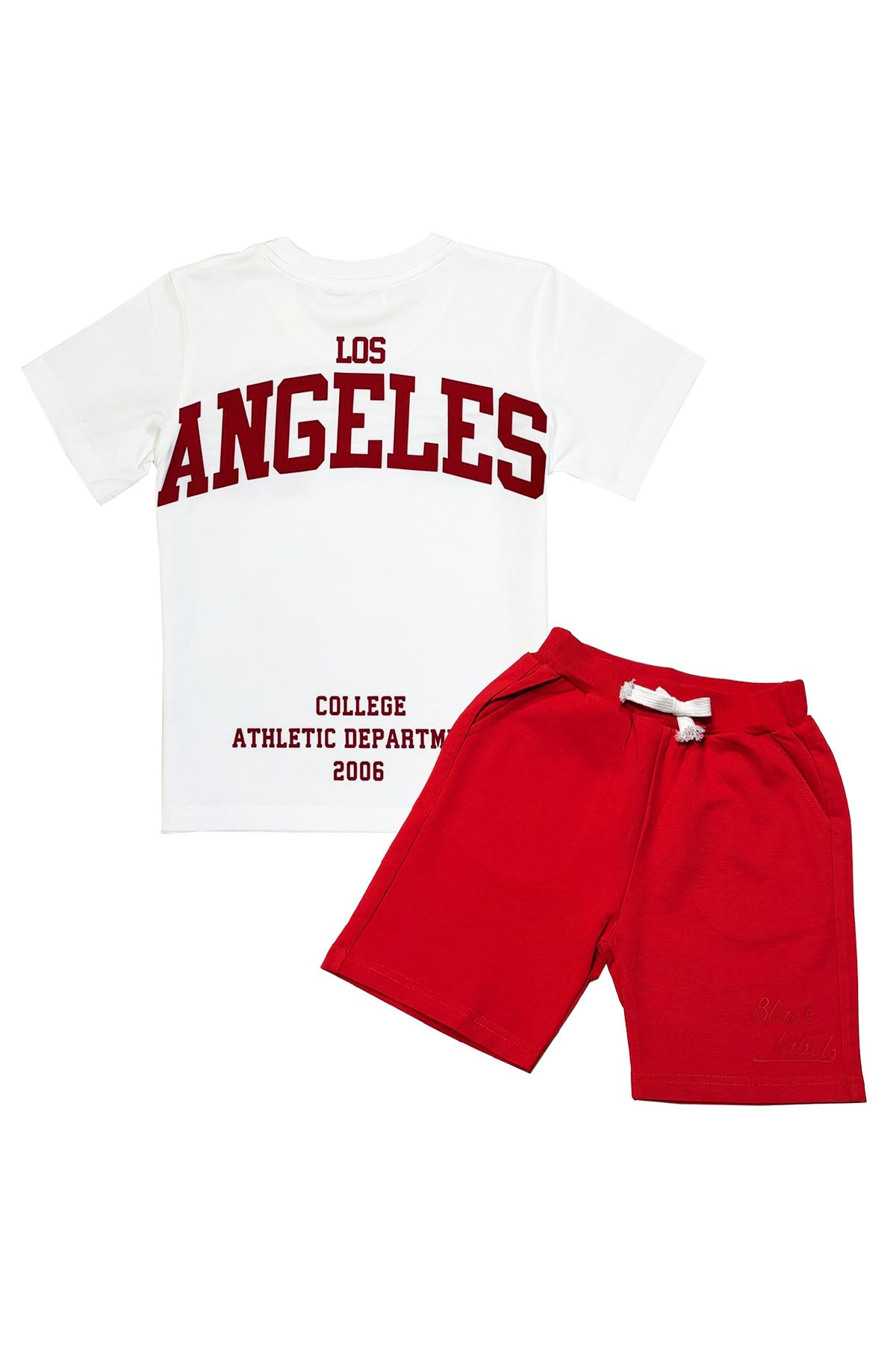Kids Black Label Dept Red Silicone T-Shirt and Cotton Shorts Set