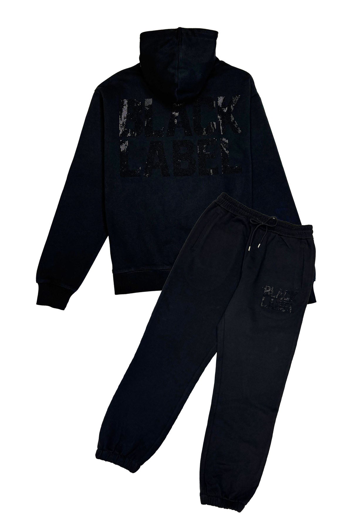Men Black Label BL2 Black Bling Hoodie and Jogger Set