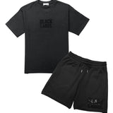 Men Black Label BL2 Black Bling T-Shirt and Cotton Shorts Set