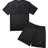 Men Black Label BL2 Black Bling T-Shirt and Cotton Shorts Set