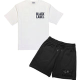 Men Black Label BL2 Black Bling T-Shirt and Cotton Shorts Set