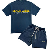Men Black Label BL47 Silicone T-Shirt and Cotton Shorts Set