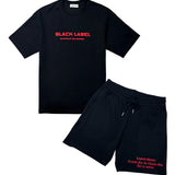 Men Black Label BL6 Red Silicone T-Shirt and Cotton Shorts Set