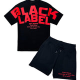 Men Black Label BL6 Red Silicone T-Shirt and Cotton Shorts Set