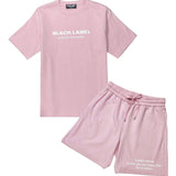 Men Black Label BL6 White Silicone T-Shirt and Cotton Shorts Set