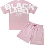 Men Black Label BL6 White Silicone T-Shirt and Cotton Shorts Set