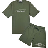Men Black Label BL6W White Silicone T-Shirt and Cotton Shorts Set