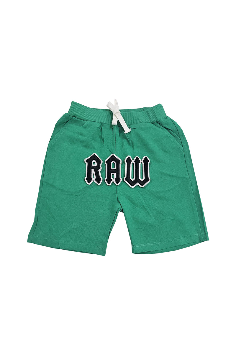 Kids 005 RAW Black 3D Embroidery Cotton Shorts