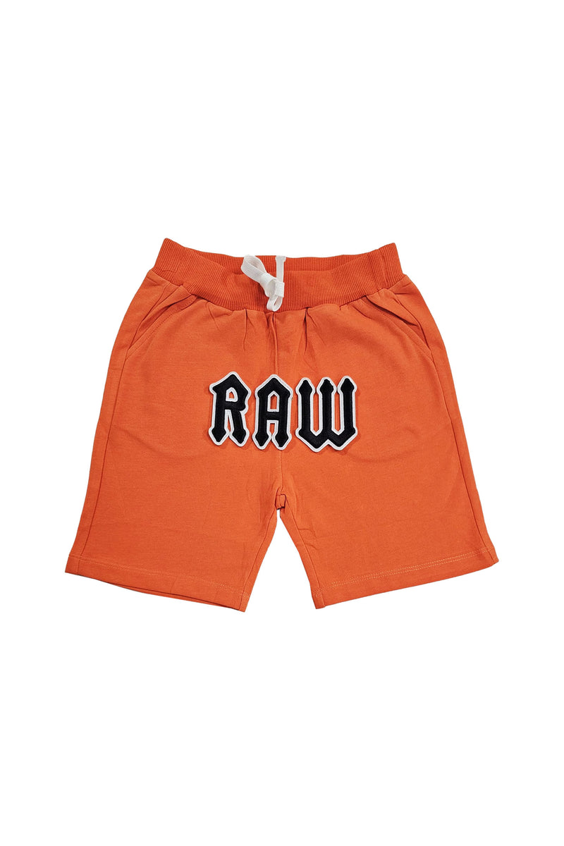 Kids 005 RAW Black 3D Embroidery Cotton Shorts