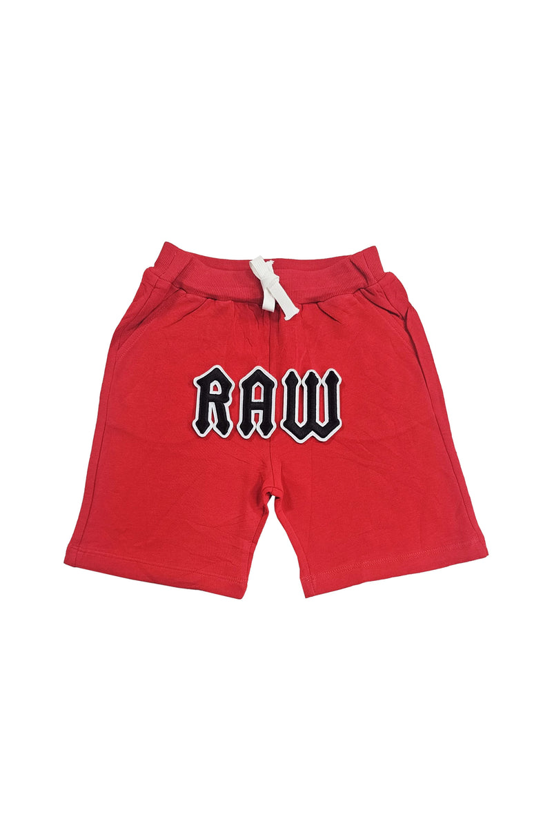 Kids 005 RAW Black 3D Embroidery Cotton Shorts