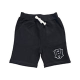 Kids 3D Stitch Logo Black Embroidery Shorts