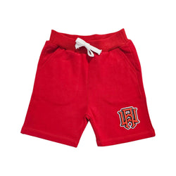 Kids 3D Stitch Logo Red Embroidery Shorts